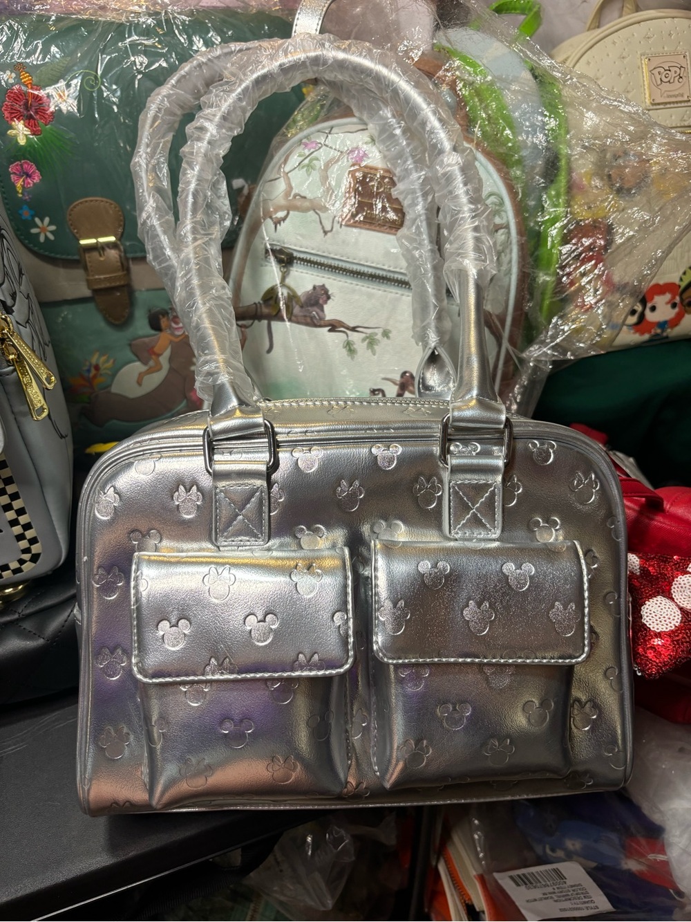Loungefly Silver Embossed Mickey Icon Satchel